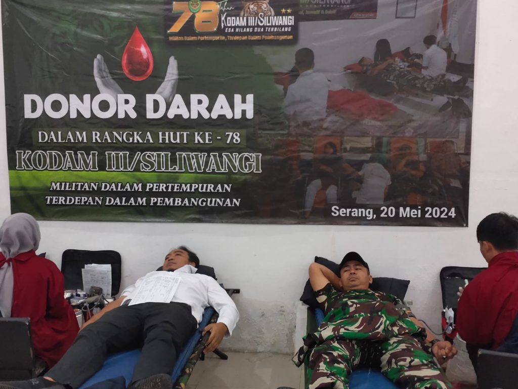 HUT Kodam III/Siliwangi, Kodim 0602/Serang Gelar Bhakti Sosial Donor&nbsp;Darah